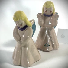 Vintage 2 Kay Finch Praying Angels Figurines California Pottery 1940's Set 1 EUC