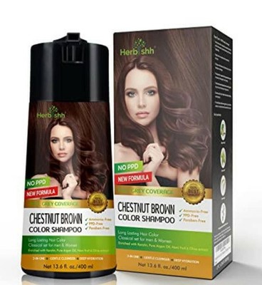 Chestnut Brown PPD Free Hair Color Shampoo - Herbishh