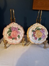 Set of 2 Vintage Ceramic Jelly Wall Molds with Fruit Designs Wall Hanging Decor