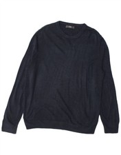 Marks  Spencer Mens Crew Neck Jumper Sweater Large Navy Blue Acrylic CD05