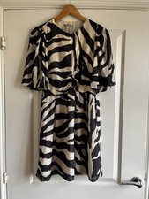 H&M Black/Cream Zebra Print Butterfly Sleeve Mini Dress Size M (UK 10/12)