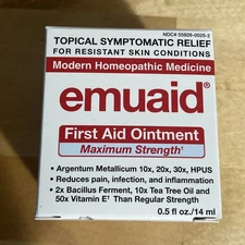 EMUAID .05 0.5 Maximum Strength First Aid Ointment Topical Relief Exp 10/2026