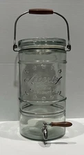Large LIBERTY GLASSWARE CO. 2.5 Gallon Beverage Dispenser w/ Wooden Spigot