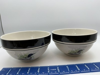 Folkcraft LOON LAKE Scotty Z Deep Bowl 6 3/8'' Duck Lodge Set Of 2- Used