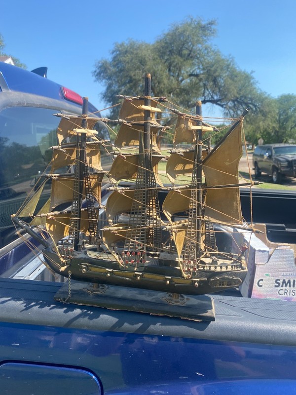 Vintage Wooden Model Ship Fragata Espanola 1780 Spanish Frigate Warship Decor
