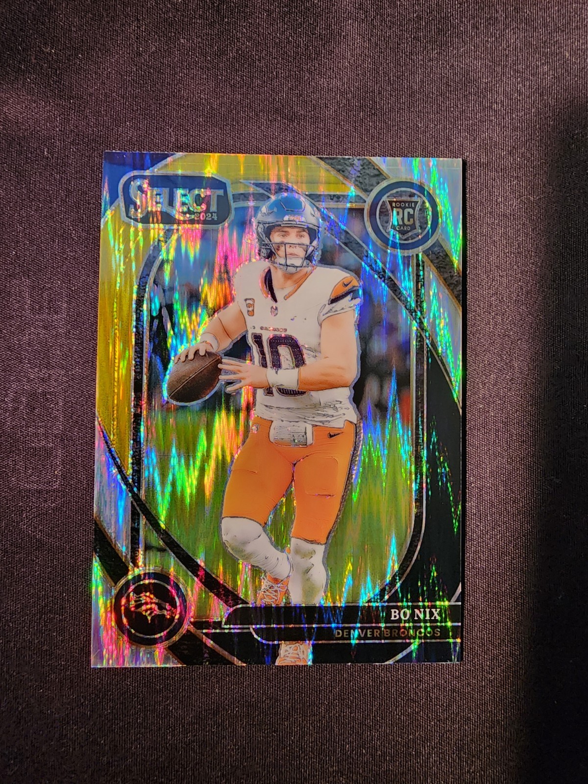 2024 Panini Select - Club Level Bo Nix #221 Black & Gold Shock Prizm (RC)