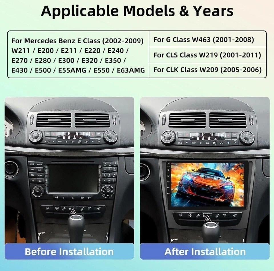 Radio Coche 4+64G 8 Núcleos Android 13 Carplay - Mercedes Benz E-W211 E320 E500 E350 Foto 3 de 4