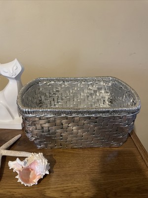 Silver Aluminum Square  Woven Basket