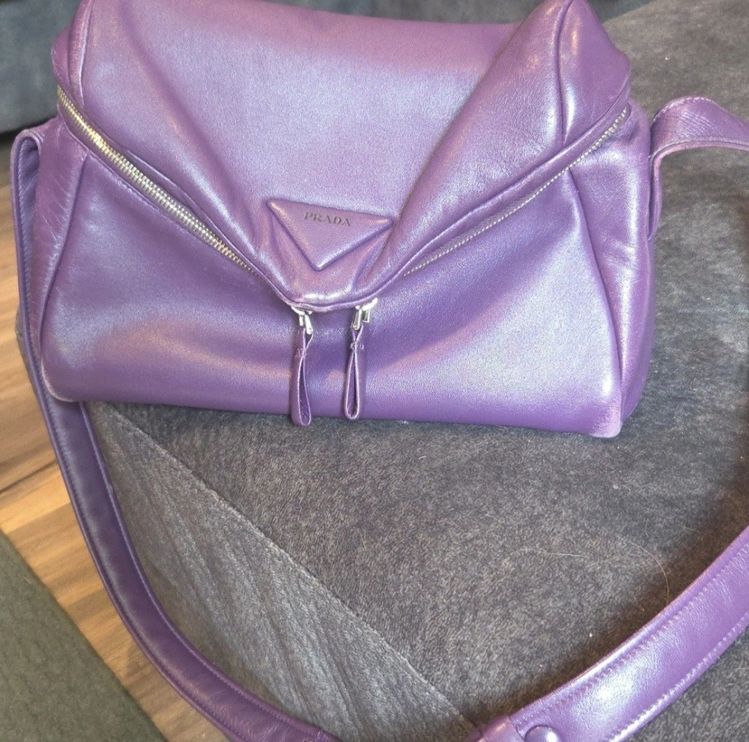 PRADA Leather Exterior Purple Bags & Handbags for Women for sale