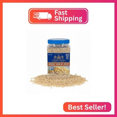 Golden Whole Wheat Orzo Pasta - Non GMO & Vegan - All Natural Rice-shaped Pasta