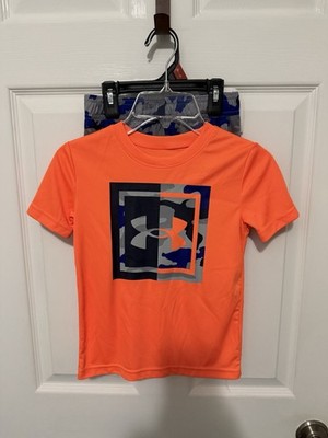 Under Armour Boys 2-Piece Short Set Activewear Blue Camo Sz 5 NEW Athletic