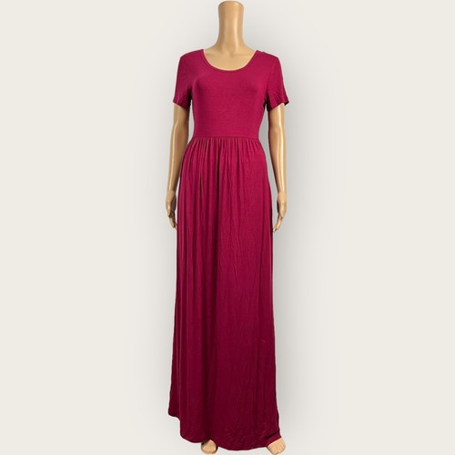 NEW Viishow MEDIUM Dark Wine Red Burgundy Loose Jersey Knit Maxi Casual Dress