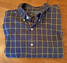 POLO RALPH LAUREN Mens 2XB Big Blue/Green Plaid Flannel Button Down Shirt