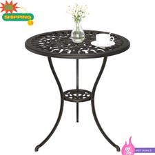 NEW 23in Cast Aluminum Patio Side Table w Umb...