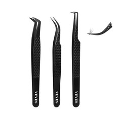 VEYES INC Lash Tweezers for Eyelash Extensions,Fiber Tip Tweezers Kit for Indivi