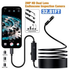 1920P Borescope HD Dual Lens Endoscope Camera with 8 LED Lights for iOS/Android