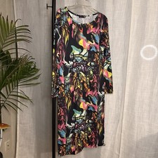 Psychedelic Festival Rave Dress Womens Abstract Neon Print Bodycon Midi 
