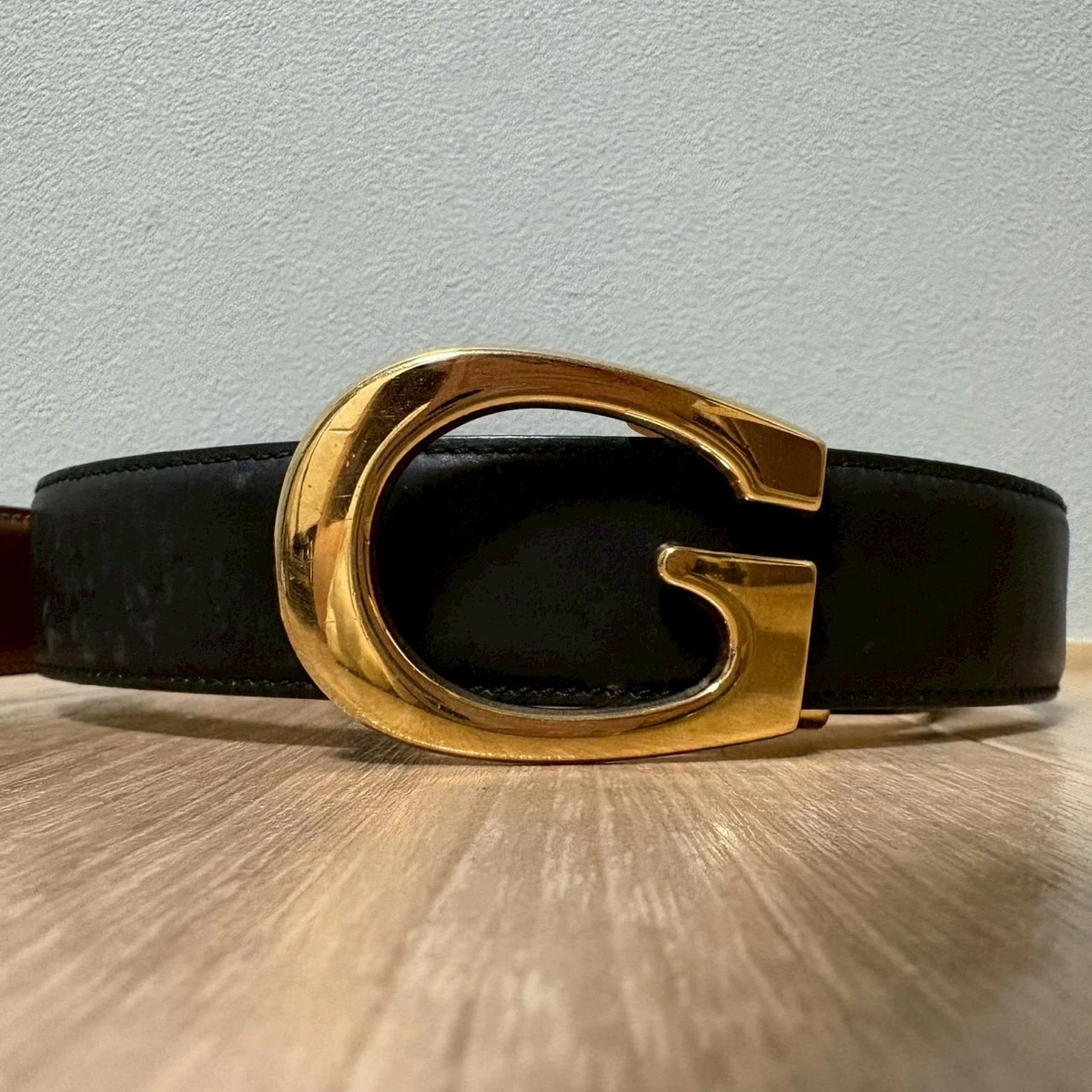Gucci mid waist black belt with gold hardware .Size XS/S GUCCI GG Marmont Thin Belt in Black | Size 85/34 – More Than  main image 2