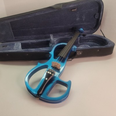 Cecilio Silent Electric Solid Wood Violin with Ebony Fittings HVPV-30 Blue 