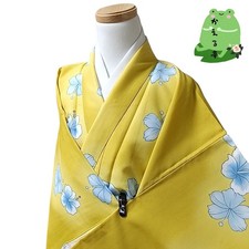 Kaerutei Ka7 Kimono Synthetic Fiber Washable Kimono Yellow Floral Pattern