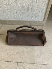 Hebammentasche Arzttasche Arztkoffer Hebammenkoffer B&uuml;gelverschluss Leder Antik