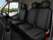 White Diamond Black Pu Leather Van Bus Truck 21 Seat Covers Protector Universal