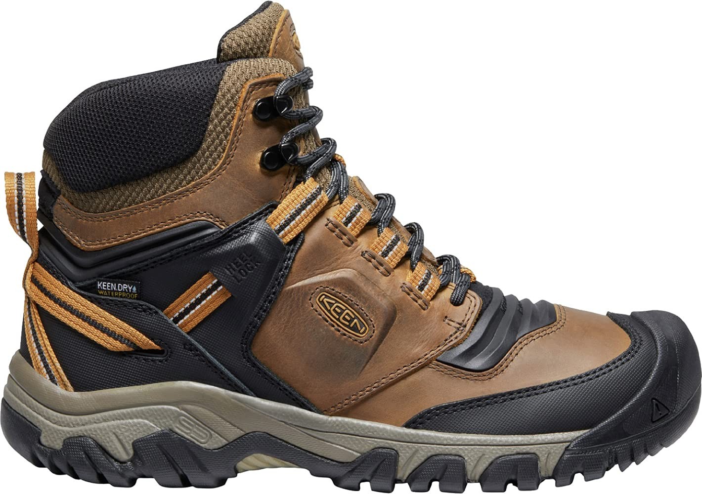 KEEN Men's Ridge Flex Mid Height Waterproof Hiking Boots, Dark Olive/Ketchup, 9 image 3