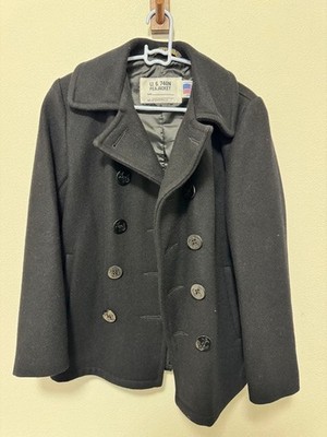 Schott 753US 24oz Pea Coat Jacket Blouson Men Size 34 Dark Navy Genuine