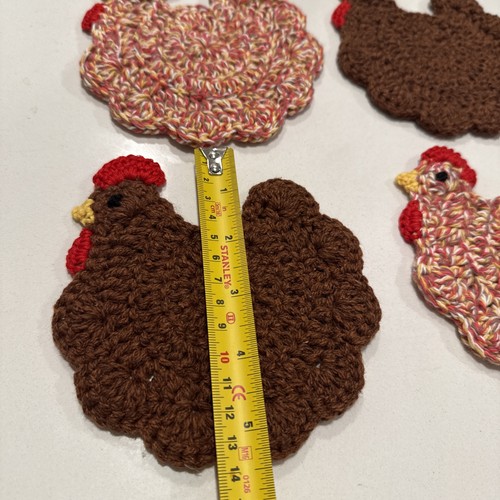 Handgefertigte gehäkelte Huhn Untersetzer 4er Set Bauernhaus Deko - Bild 4 von 4