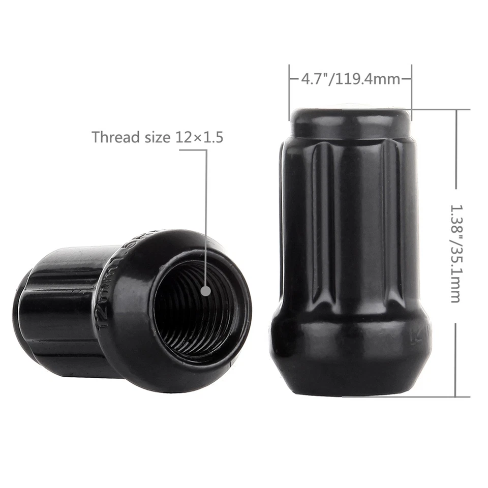 Sintonizador de transmisión de 6 ranuras negro 12x1,5 20 piezas tuercas de 35 mm para Chevrolet Sonic & Spark Foto 3 de 4