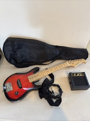 Stedman Pro Electric Guitar Black & Red FIRE! with PG-05 5W Mini Amp w/bag
