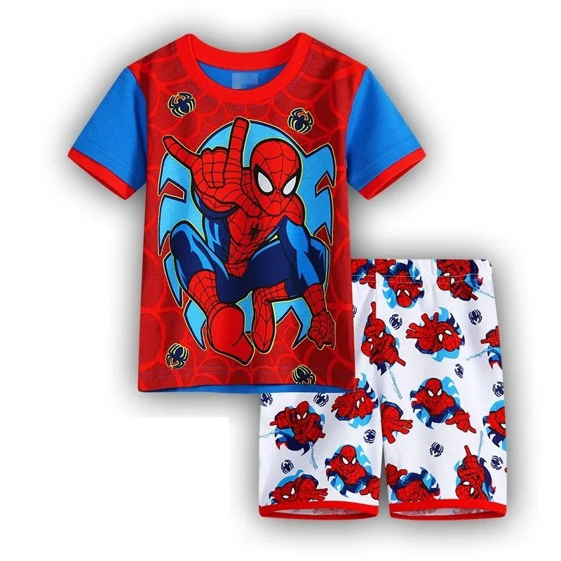 Boys Superhero Spiderman Pyjamas Pjs Set Kids T-Shirt Shorts Sleepwear Outfits - image 4 of 4