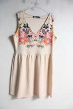 Womens Floral Stretch Skater Dress - Size 14 (e73)