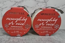2 Spongelle Holiday Ornament Buffer Body Wash Exfoliate Naughty Nice Pomegranate