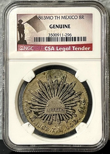 1863 Mexico 8 Reales — photo from the most recent tracked eBay sale