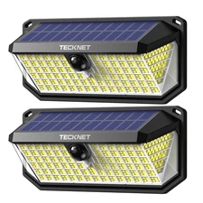 TECKNET 2 Pack Solar Motion Lights Outdoor Cool White IP66 Waterproof 416 Leds
