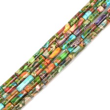 13mm Multi-Color Sea Sediment Jasper Column Tube Cylinder Loose Beads 15 inch...