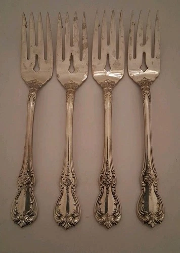 4 Old Master By Towle Sterling Silver Pierced Salad Forks  6 3/8"