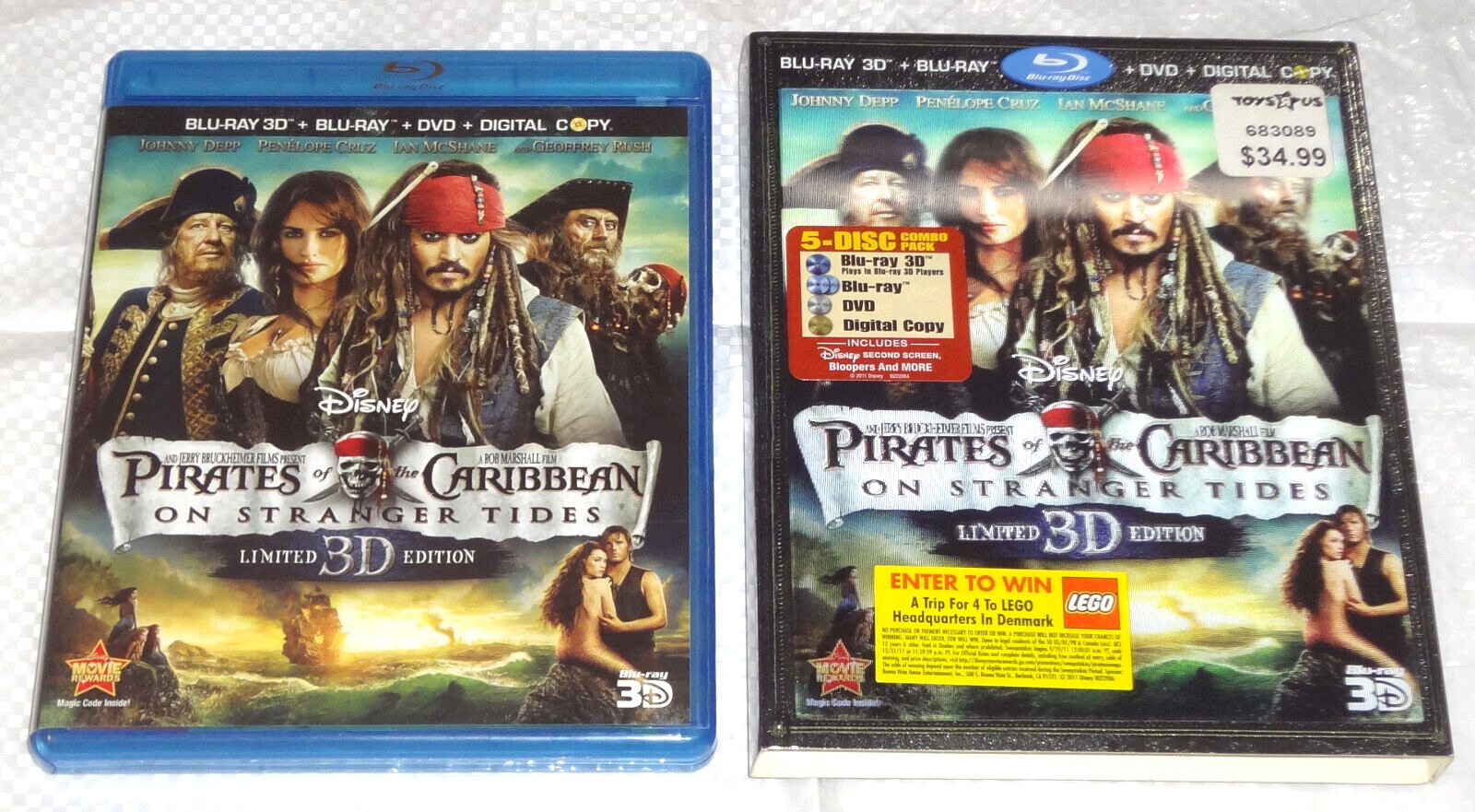 PIRATES OF THE CARIBBEAN ON STRANGER TIDES 3D BLU-RAY DVD 3-D DIGITAL ...