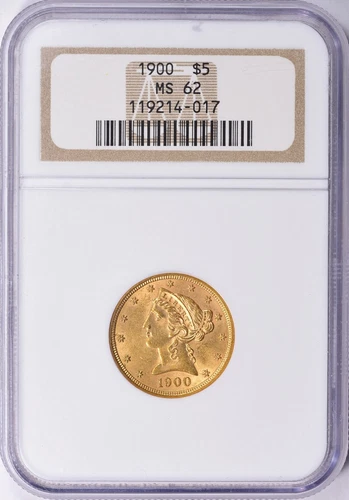 1900 LIBERTY HEAD HALF EAGLE $5 GOLD NGC MS62