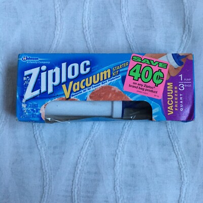 NEW Ziploc Vacuum Sealer Starter Kit Pump Quart Bags in
