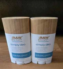 Raw Sugar Simply Deo Vanilla Bean & Charcoal Deodorant Stick 2.7oz 2 PACK
