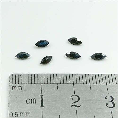 NATURAL LOOSE SAPPHIRES x6 - 5 x 2.5mm Marquise Cut Australian Blue Sapphires - Picture 1 of 1