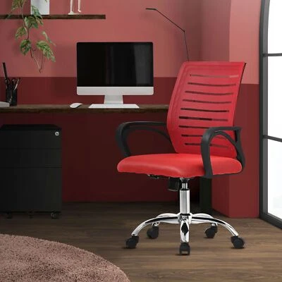 ML DESIGN MODERN LIV Chaise de bureau gaming ergonomique rouge pivotant 360° maille respirante