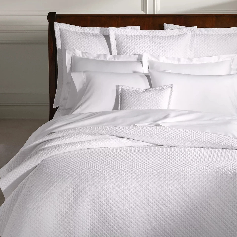 Lauren Ralph Lauren X3201 Blanco Acolchado Algodón Satén Argyle Edredón Cobertor KING Foto 4 de 4