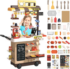 Kids Kitchen Playset 83PCS Grill Shop Cash Register Cooking Toy Set Gifts New