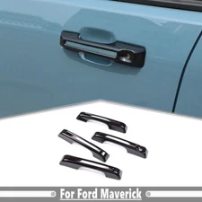 Gloss Black Exterior Door Handle Cover Trim Set 4PCS For Ford Maverick 2022-2025
