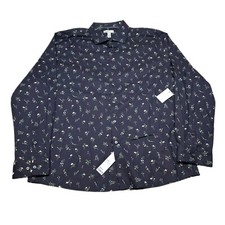 Bar III Floral Print Shirt Mens XL 17-17.5 Blue Slim Fit Stretch Untucked NEW
