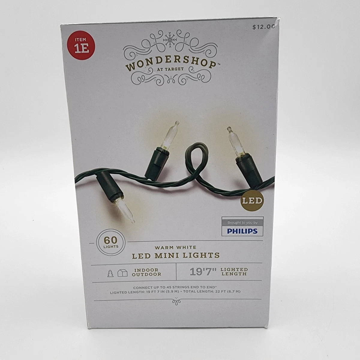LED Smooth Mini Christmas String Lights Warm White with Green Wire