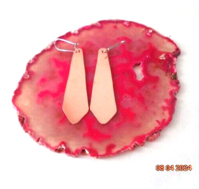 TEARDROP SHAPED ARTISAN HAND CRAFTED SOLID COPPER ART DANGLE EARRINGS #537